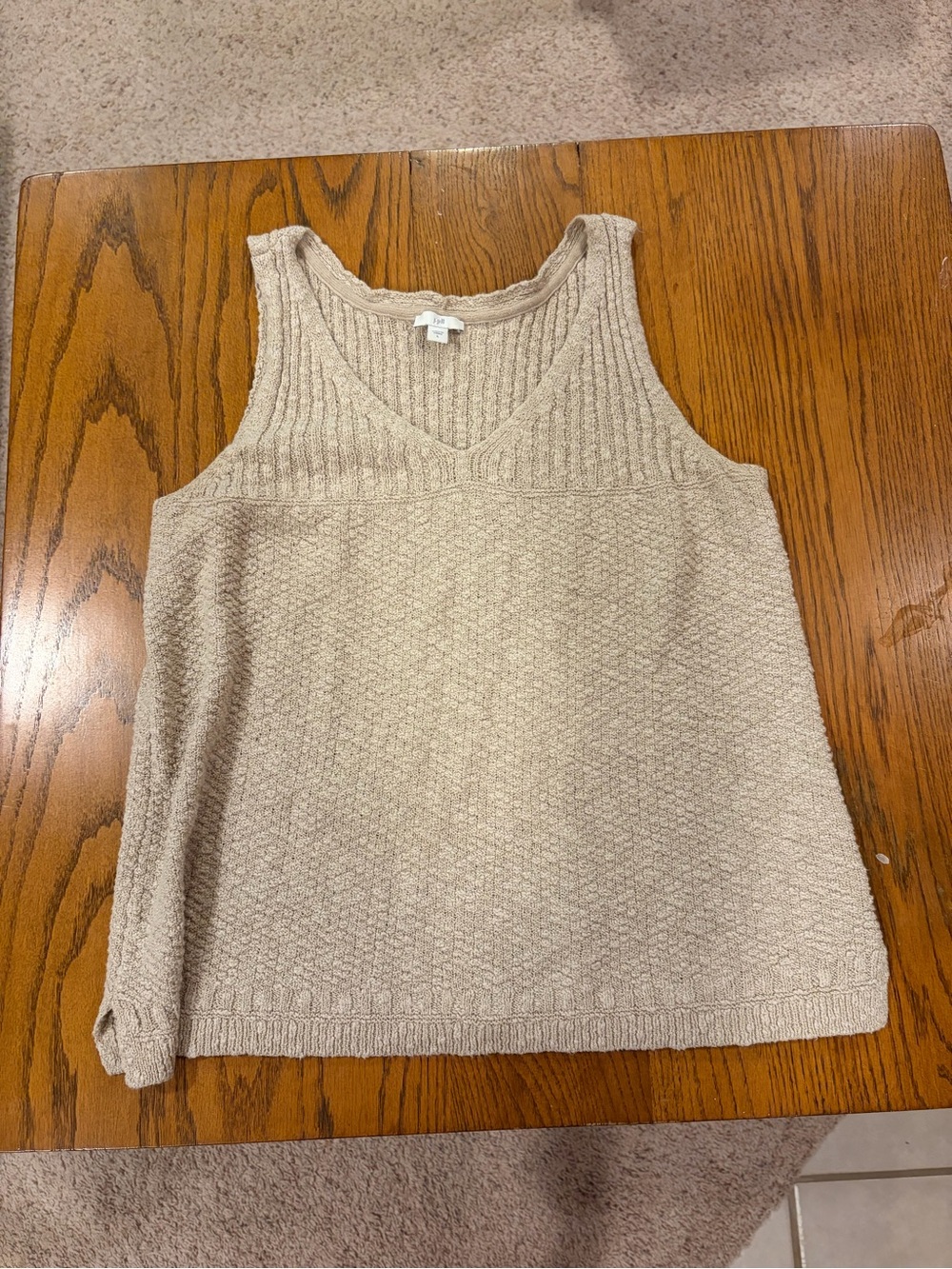 J. Jill Natural Taupe Textured Rib Knit Tank